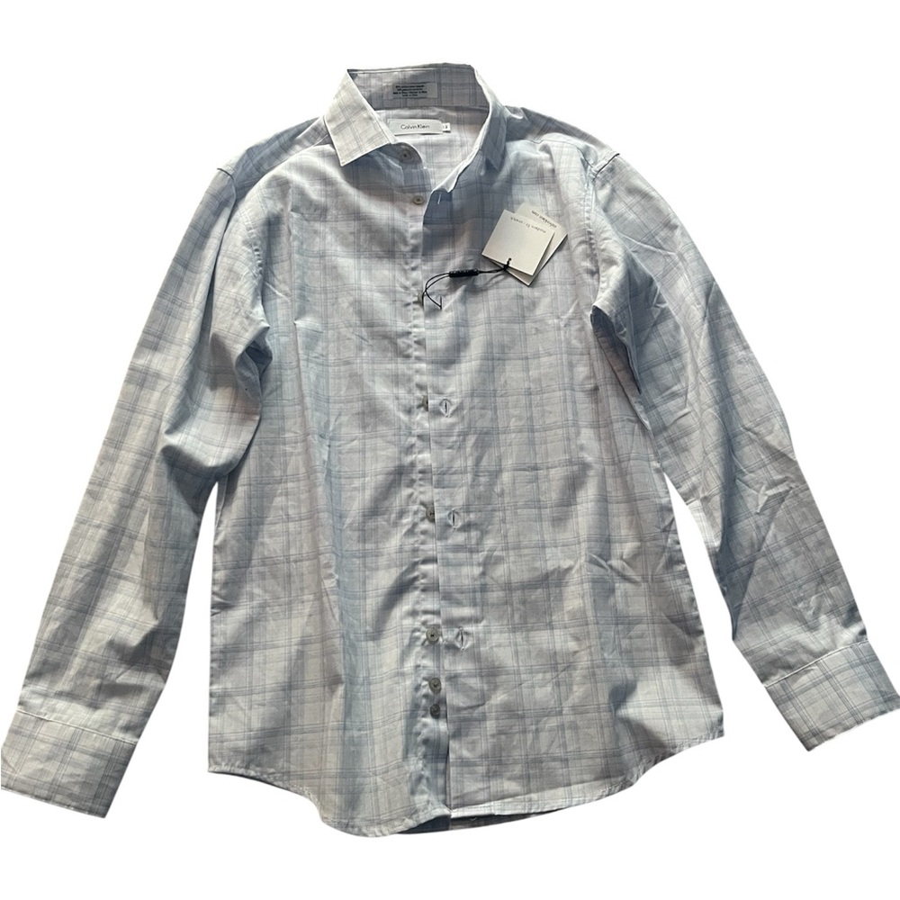 Calvin Klein Kids Light Blue Plaid Button Down Shirt